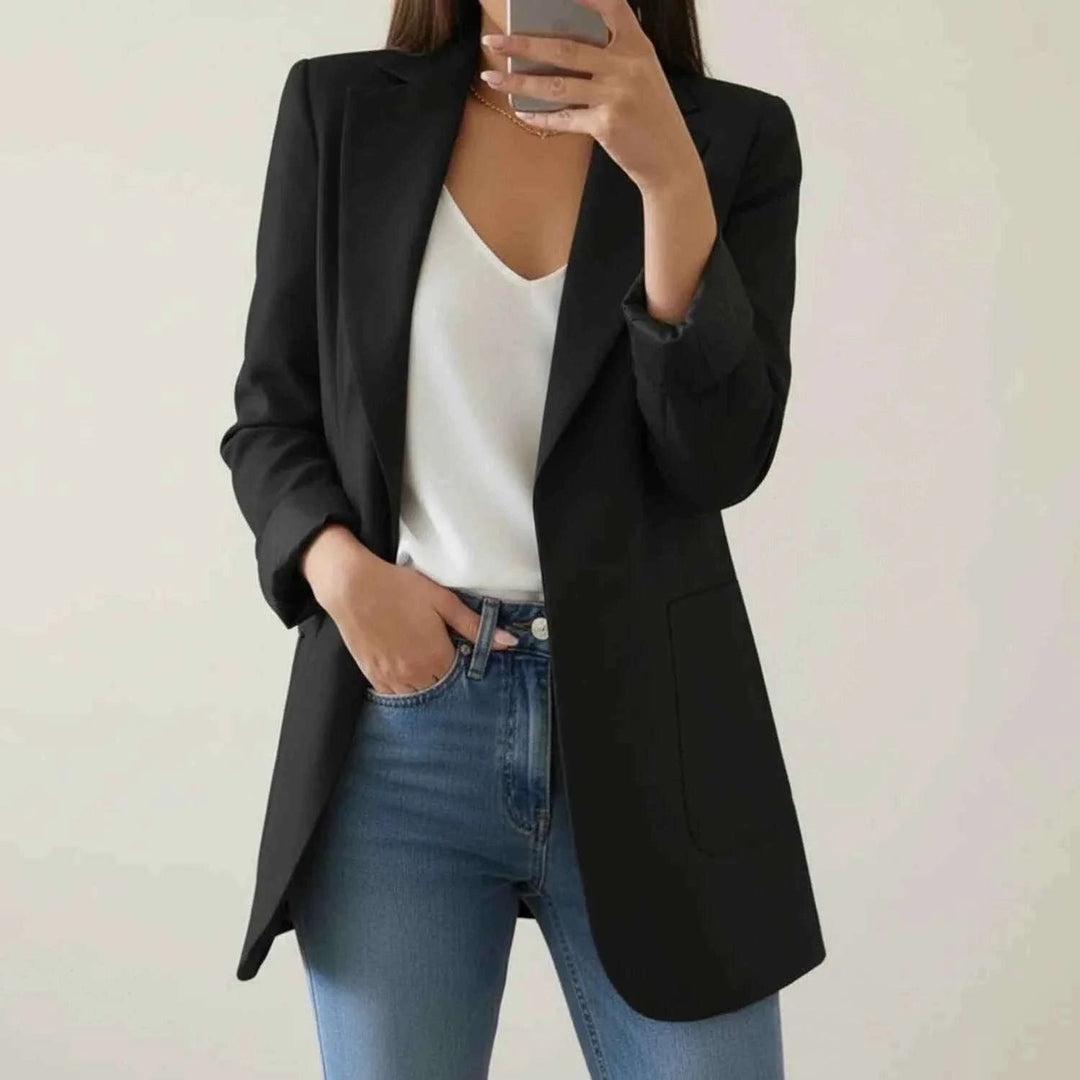 Women's Open Front Blazer Jacket Black