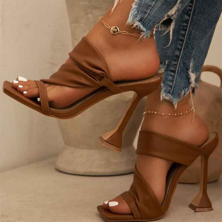 Women's Open Toe High Heel Sandals Brown