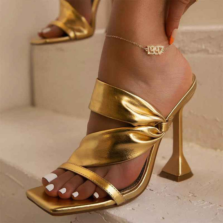 Women's Open Toe High Heel Sandals Gold