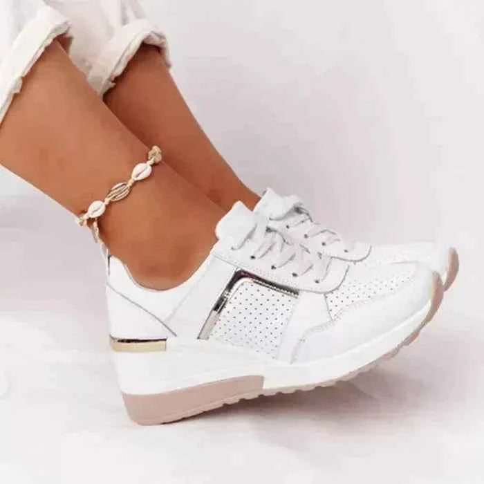 Women's Orthopedic Sneakers – Leather Comfort Walking Shoes White