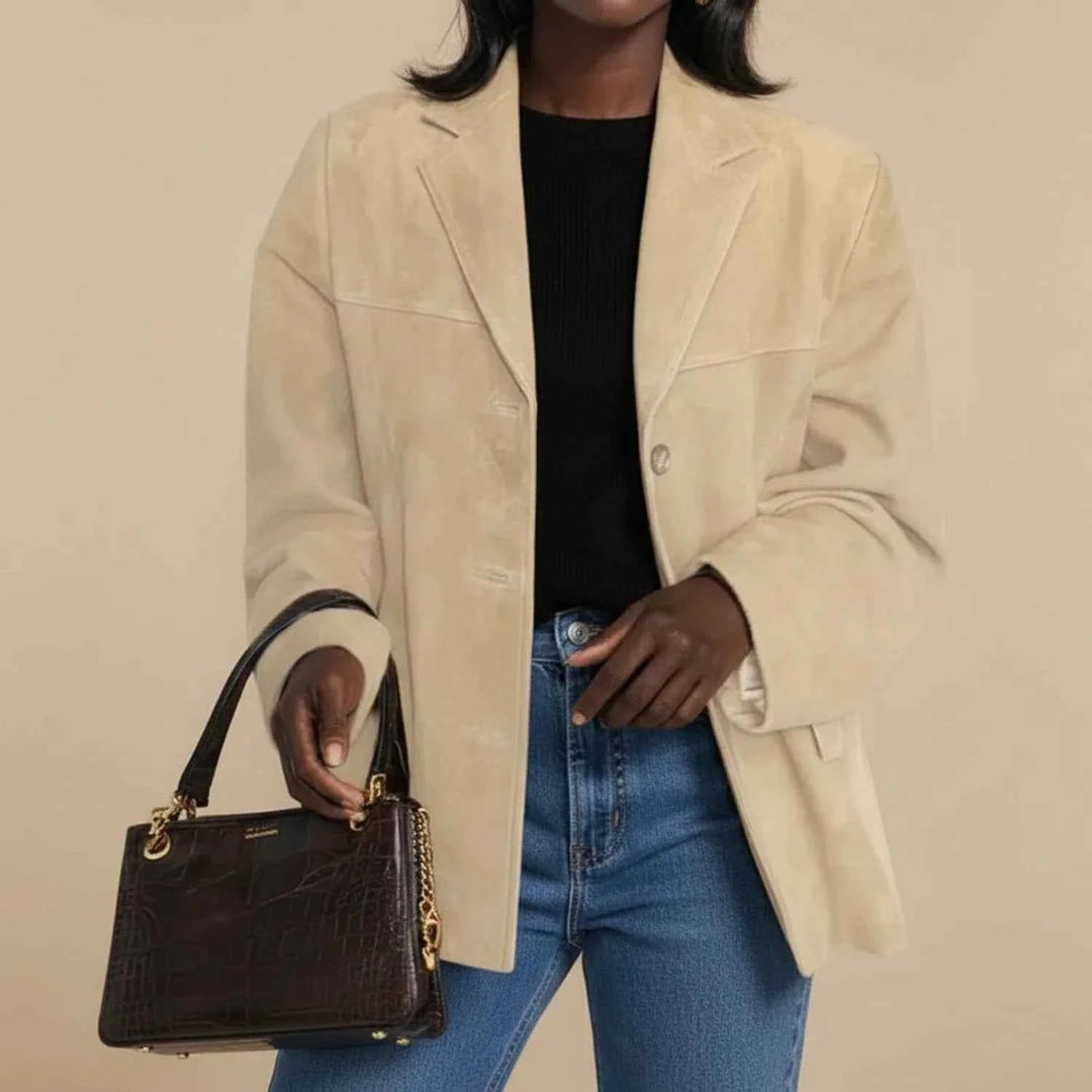 Women's Oversized Blazer Jacket Beige