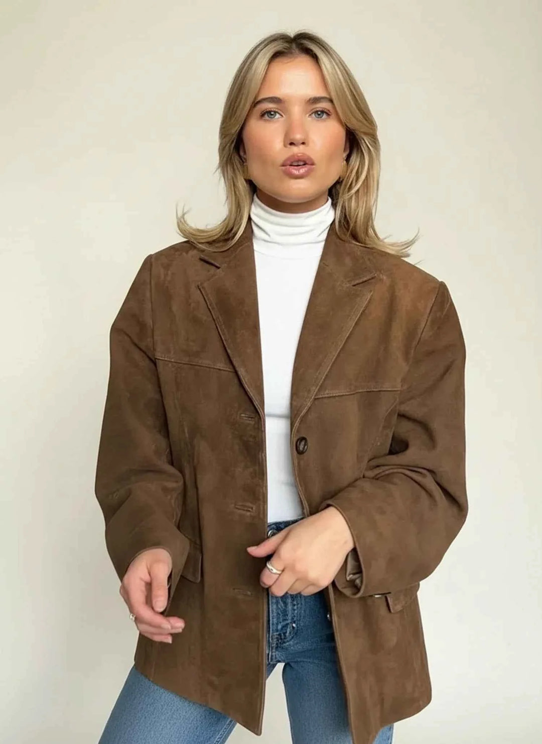 Women's Oversized Blazer Jacket Brown