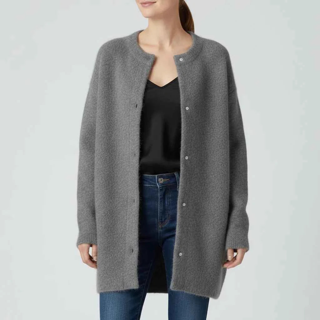 Women's Oversized Relaxed Fit Cardigan Winter Essential Grey One Size
