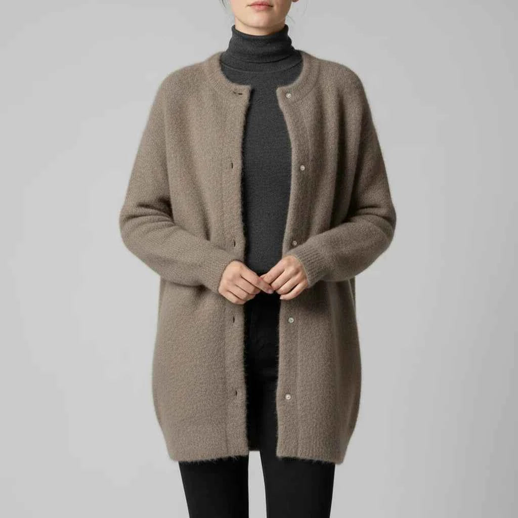 Women's Oversized Relaxed Fit Cardigan Winter Essential Cappuccino One Size