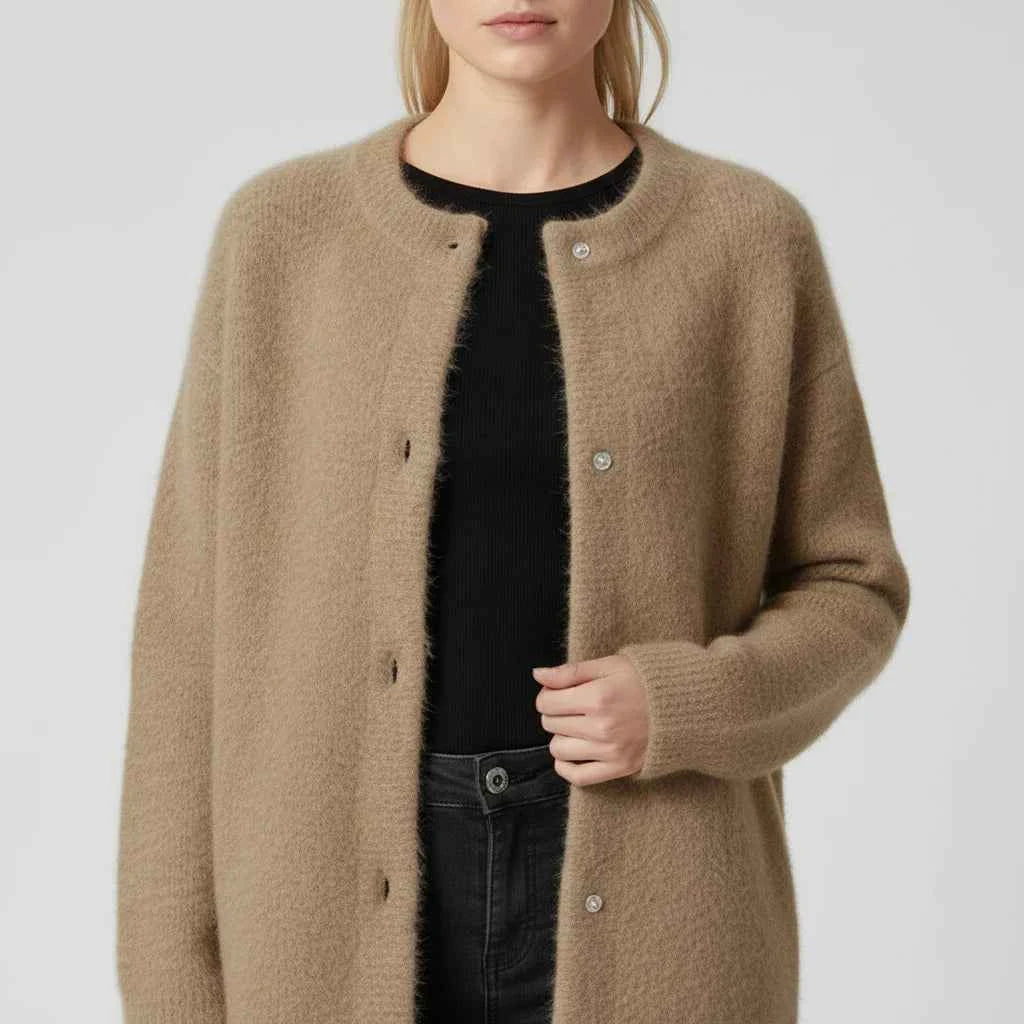 Women's Oversized Relaxed Fit Cardigan Winter Essential Khaki One Size