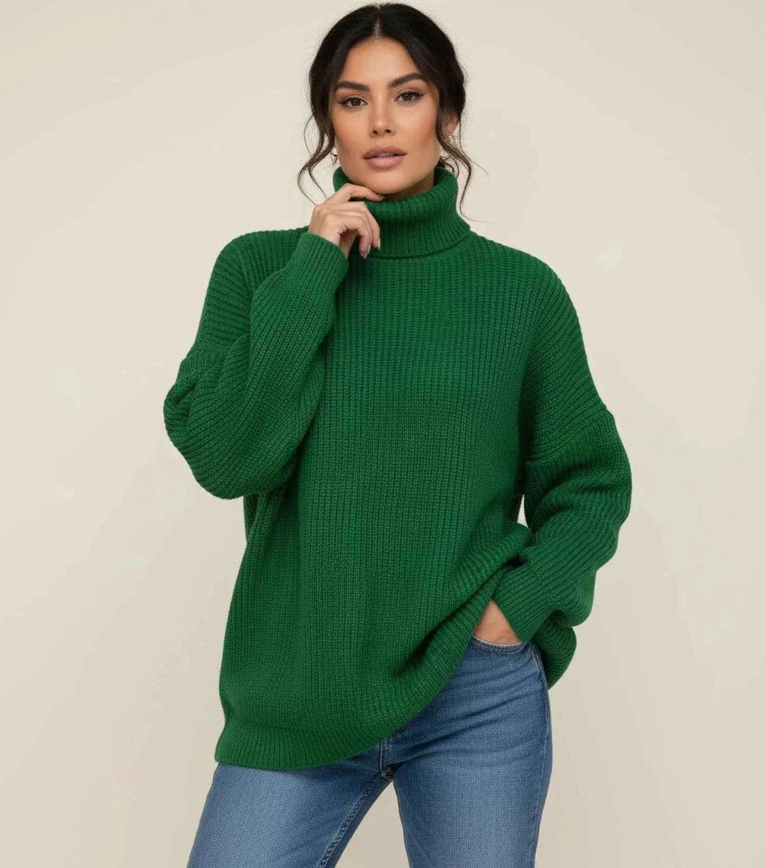 Women's Oversized Chunky Knit Sweater Green