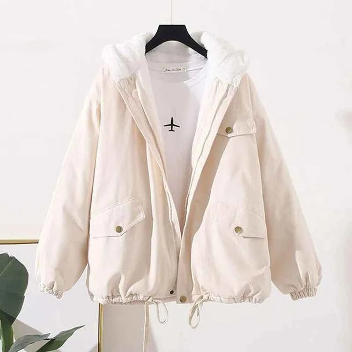 Women's Oversized Cotton Hoodie Jacket Beige