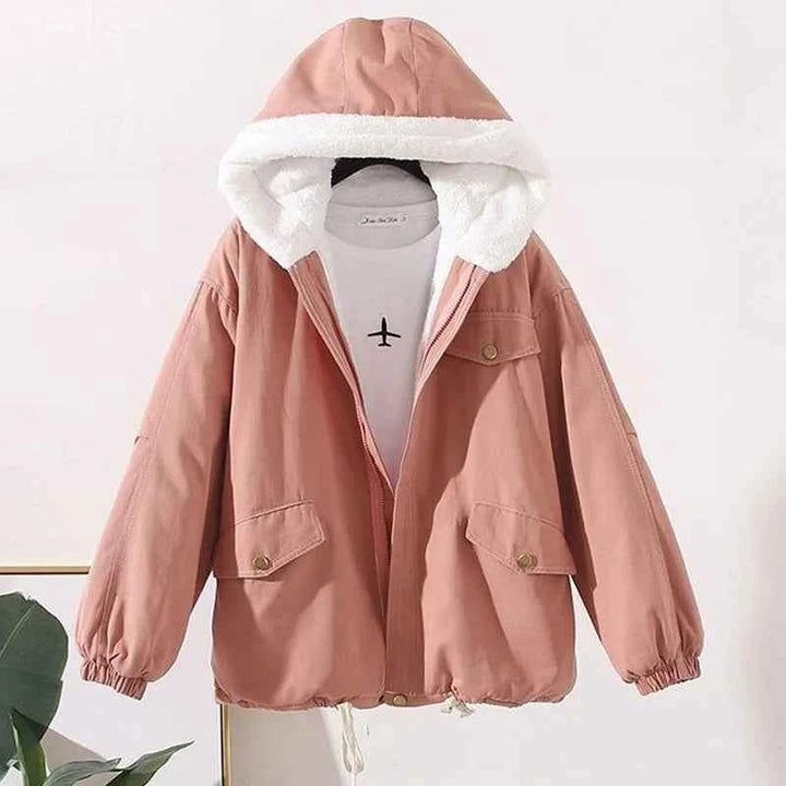 Women's Oversized Cotton Hoodie Jacket Pink