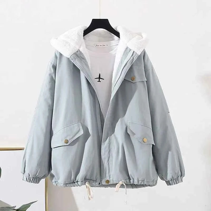 Women's Oversized Cotton Hoodie Jacket Blue