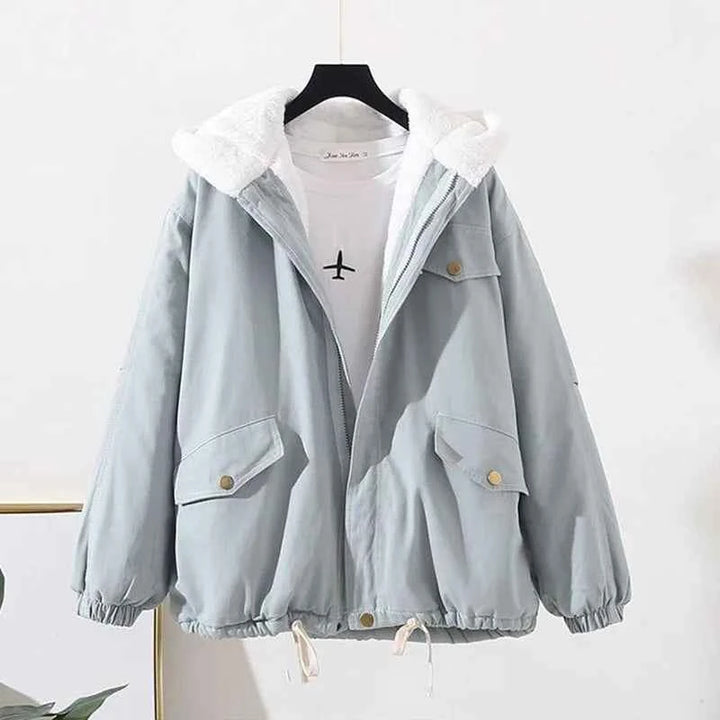 Women's Oversized Cotton Hoodie Jacket Blue