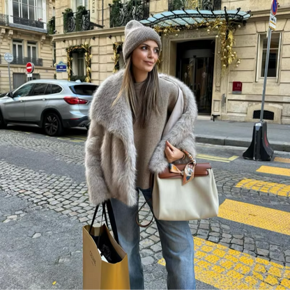 Women's Oversized Faux Fur Coat with Relaxed Fit Luxury Style
