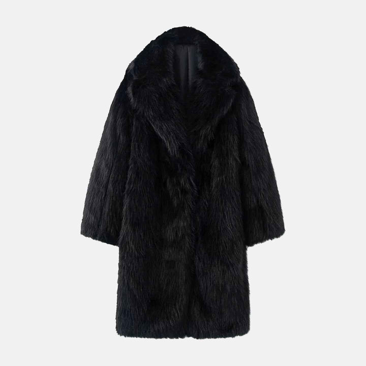 Women's Oversized Faux Fur Long Coat with Shawl Collar – Winter Essential