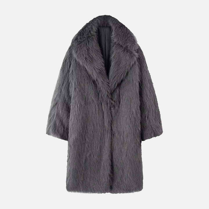 Women's Oversized Faux Fur Long Coat with Shawl Collar – Winter Essential