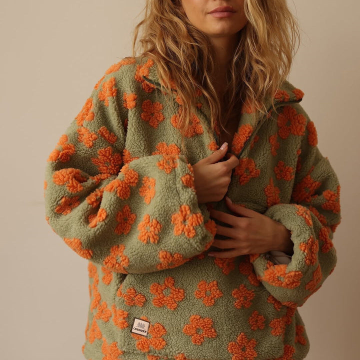 Women's Oversized Fleece Sherpa Half Zip Pullover Sweater for Winter