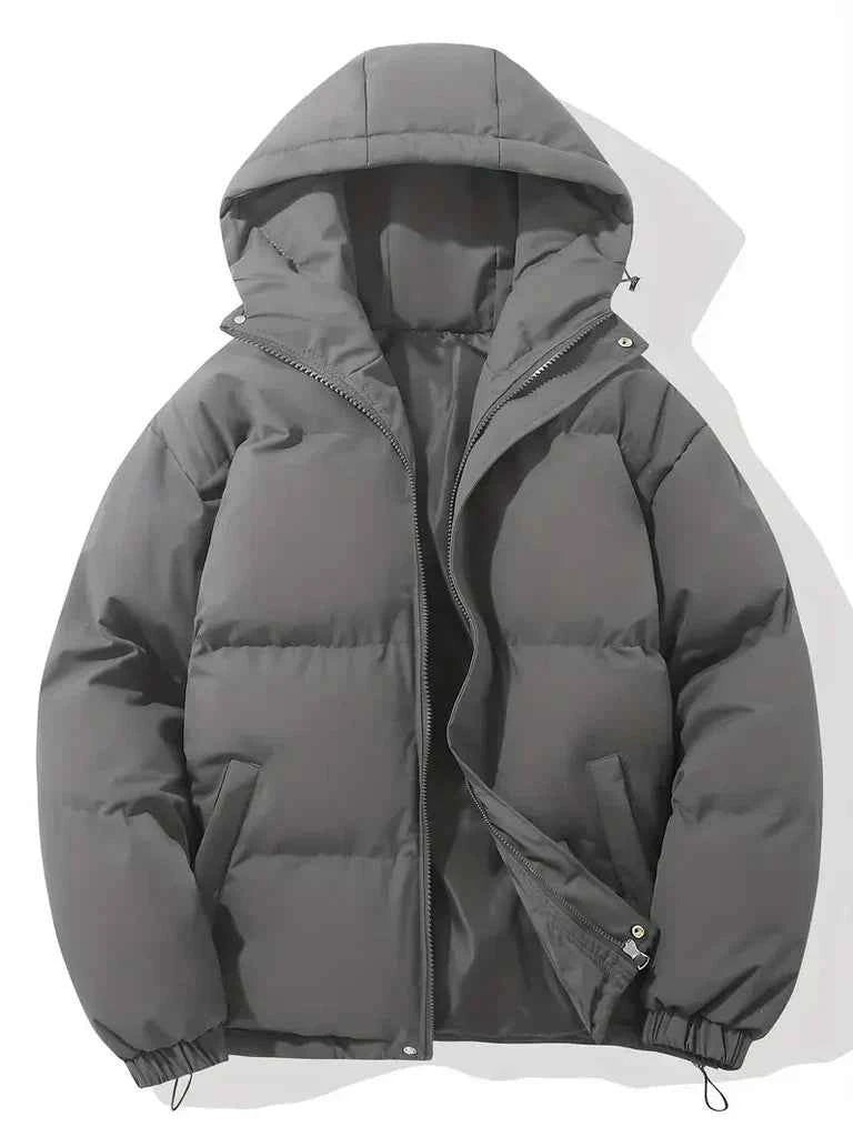 Women's Oversized Hooded Jacket – Padded & Windproof – Casual Outdoor Wear Dark Grey