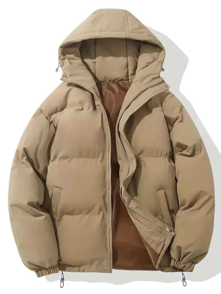 Women's Oversized Hooded Jacket – Padded & Windproof – Casual Outdoor Wear Brown