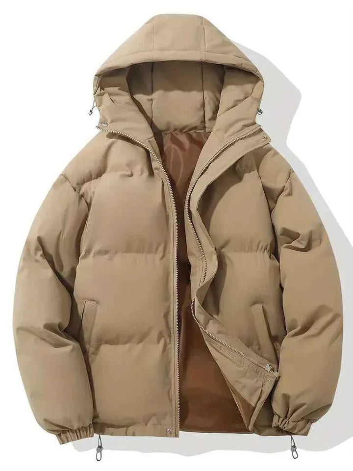 Women's Oversized Hooded Jacket – Padded & Windproof – Casual Outdoor Wear Brown