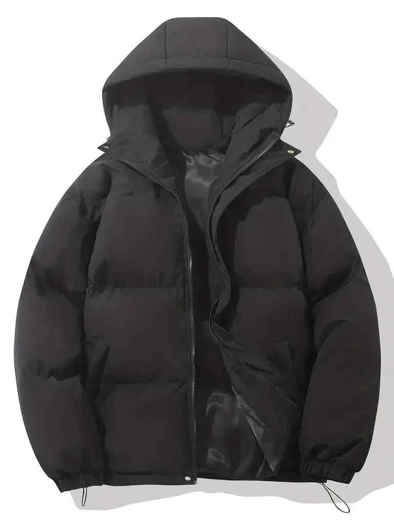 Women's Oversized Hooded Jacket – Padded & Windproof – Casual Outdoor Wear Black