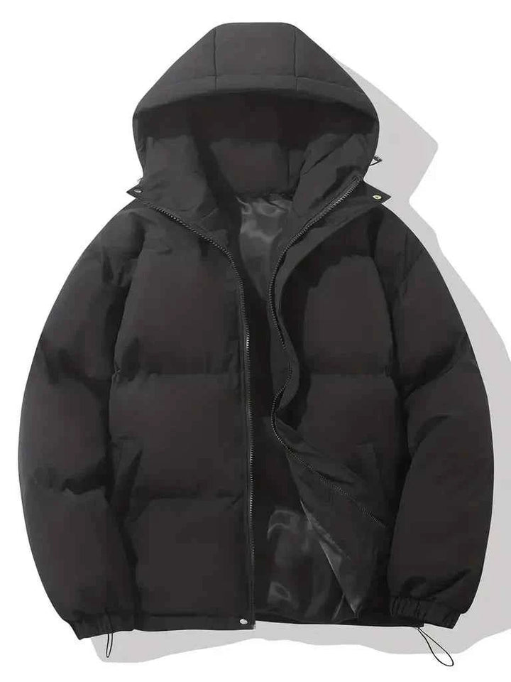 Women's Oversized Hooded Jacket – Padded & Windproof – Casual Outdoor Wear Black