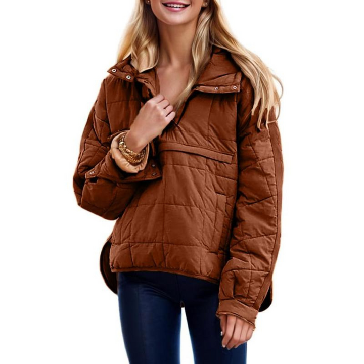 Women's Oversized Hooded Jacket Dark Brown