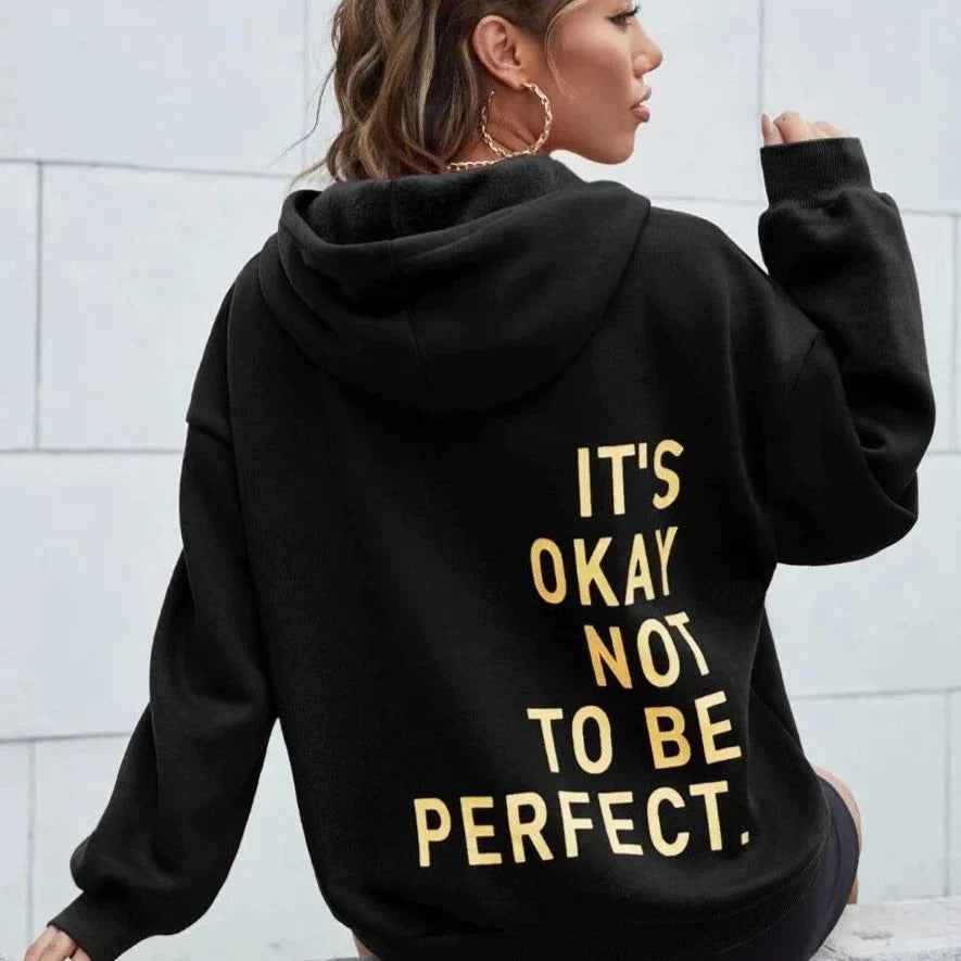 Women's Oversized Hoodie – Soft Cotton Blend – Long Sleeve Casual Wear Black