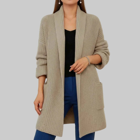 Women's Oversized Open Front Cardigan Apricot