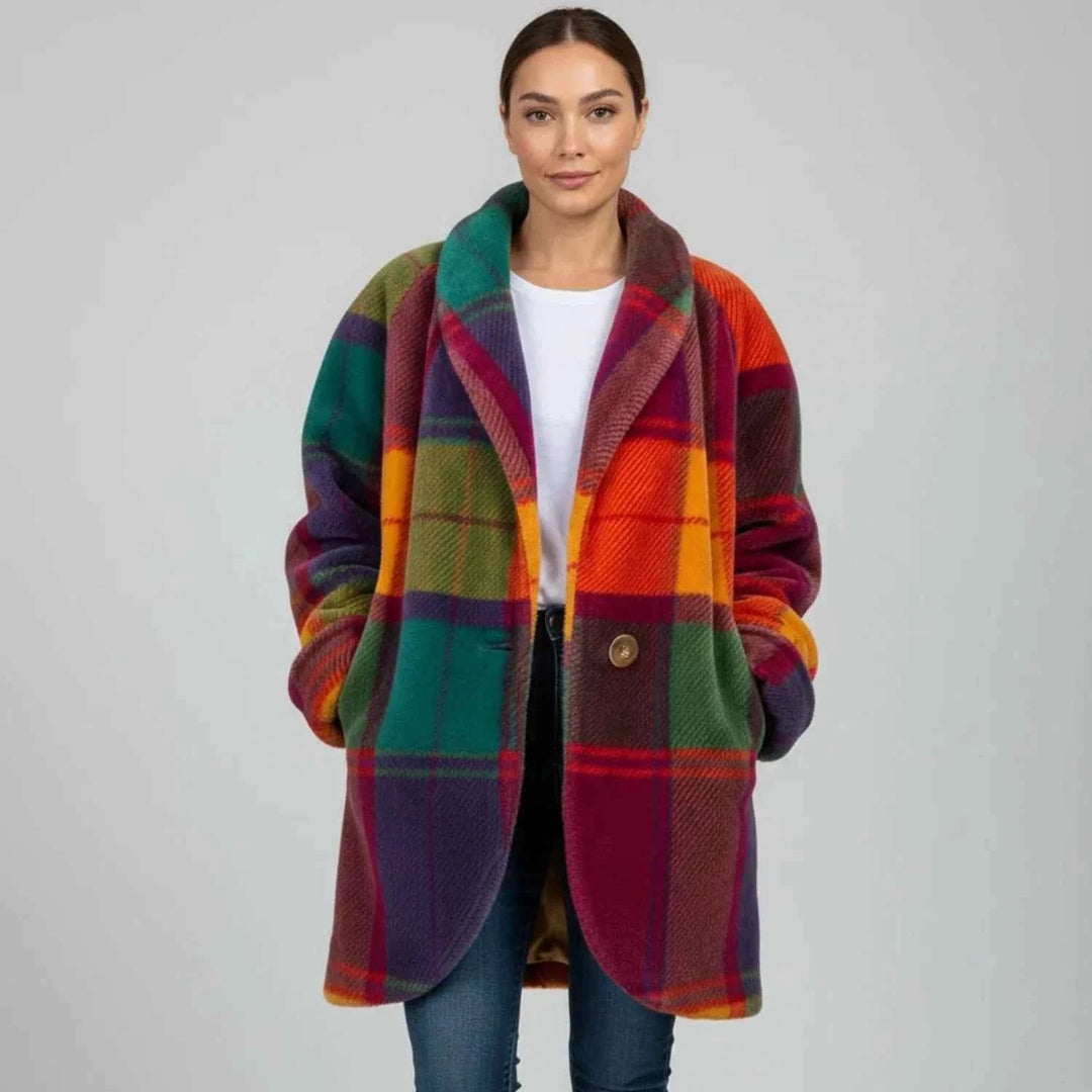 Women's Oversized Plaid Jacket Multicolor