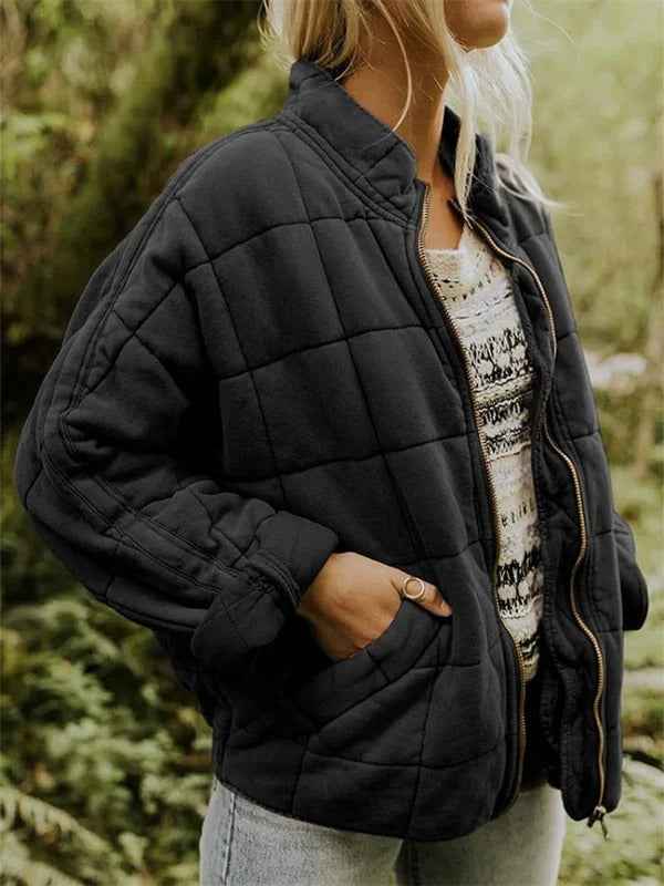 Women's Oversized Quilted Casual Jacket | Warm & Stylish Black