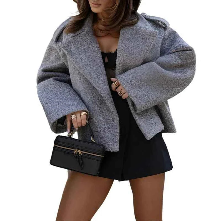 Women's Oversized Short Jacket - Stylish and Trendy Grey