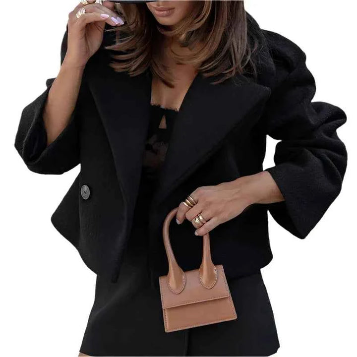 Women's Oversized Short Jacket - Stylish and Trendy Black