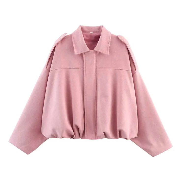Women's Oversized Suede Bomber Jacket - Stylish & Comfortable Outerwear 4