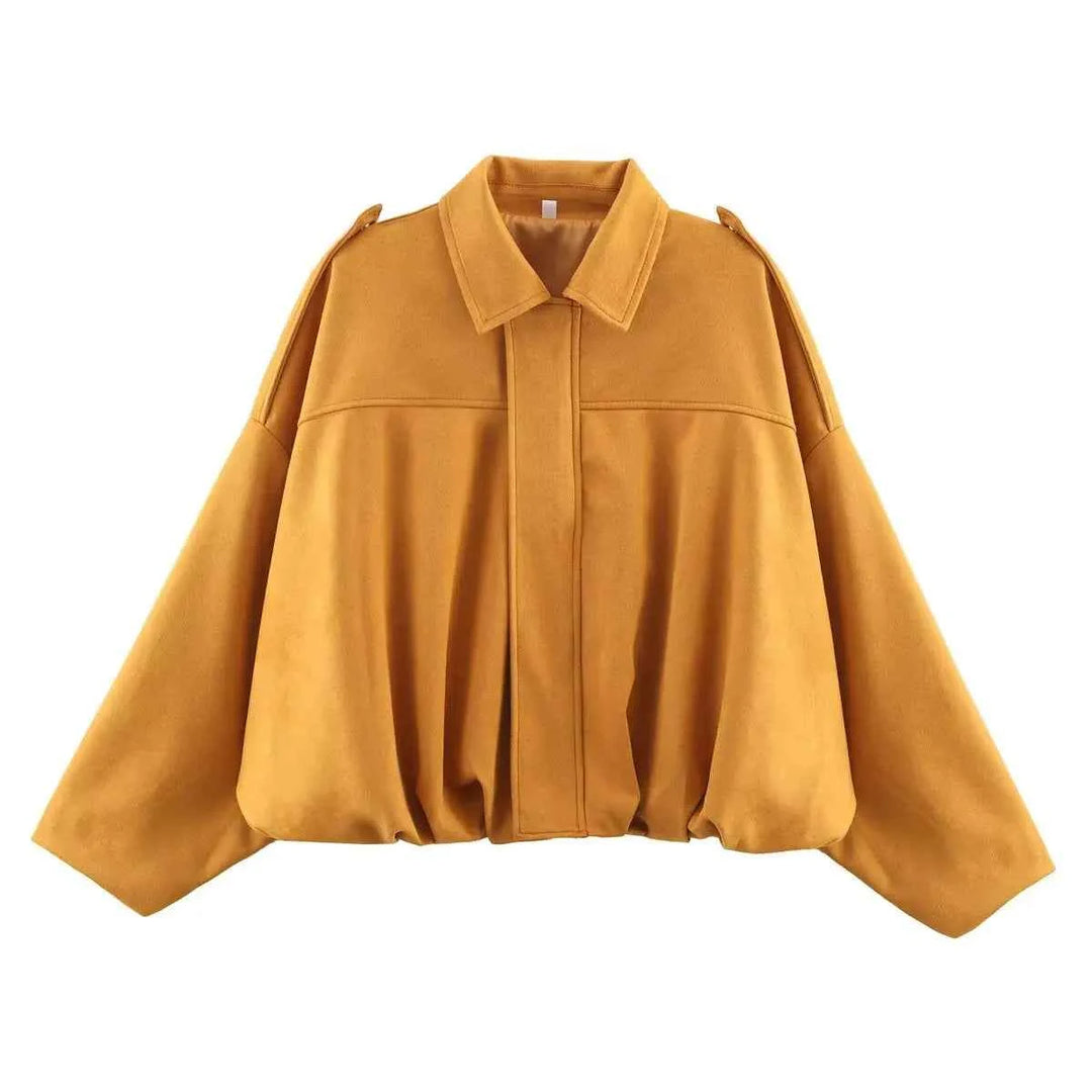 Women's Oversized Suede Bomber Jacket - Stylish & Comfortable Outerwear 3