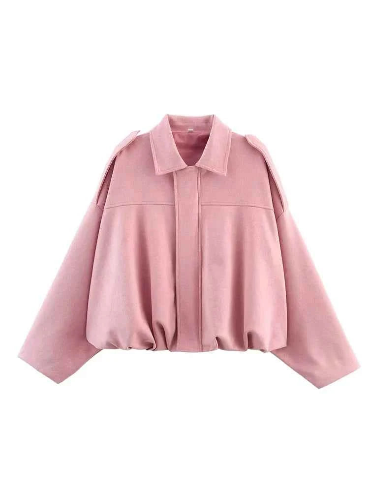 Women's Oversized Suede Bomber Jacket - Stylish & Comfortable Outerwear