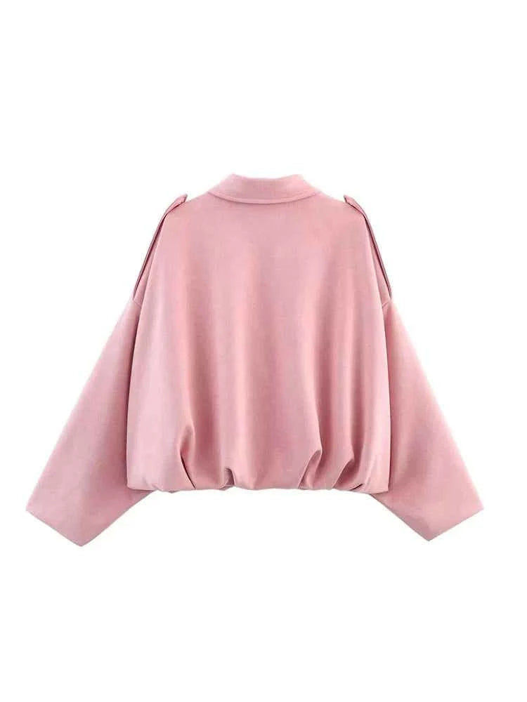 Women's Oversized Suede Bomber Jacket - Stylish & Comfortable Outerwear