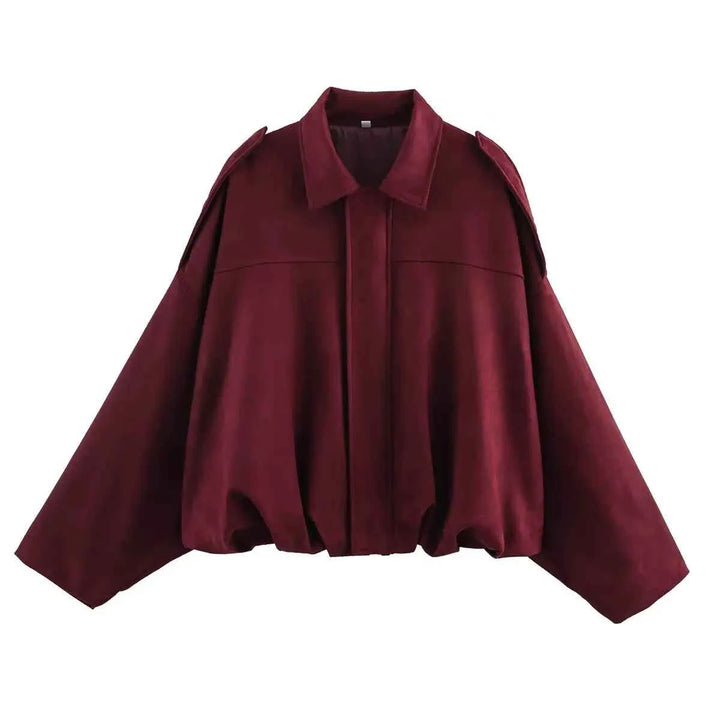 Women's Oversized Suede Bomber Jacket - Stylish & Comfortable Outerwear 8