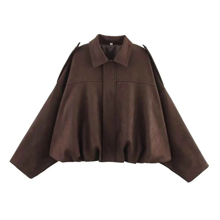 Women's Oversized Suede Bomber Jacket - Stylish & Comfortable Outerwear 5