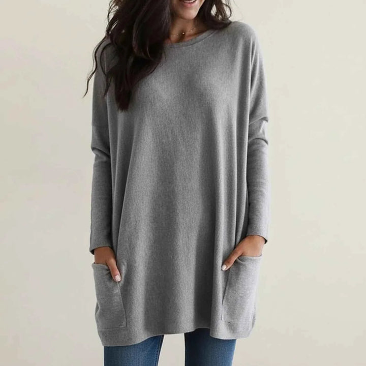 Women's Oversized Sweater Dress with Pockets Gray