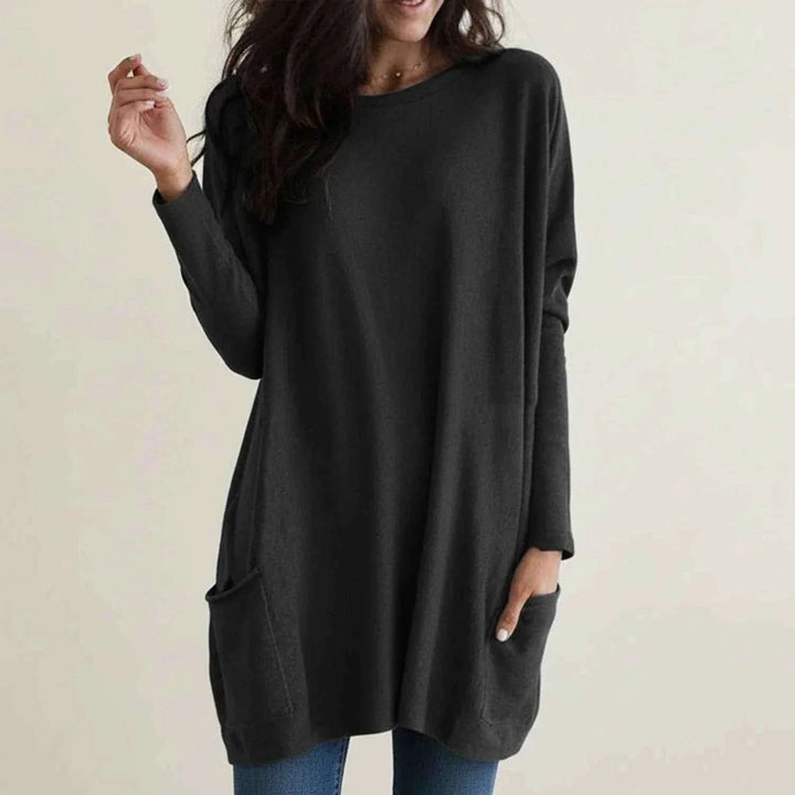 Women's Oversized Sweater Dress with Pockets Black