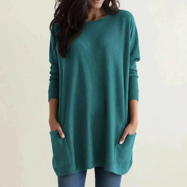 Women's Oversized Sweater Dress with Pockets Teal