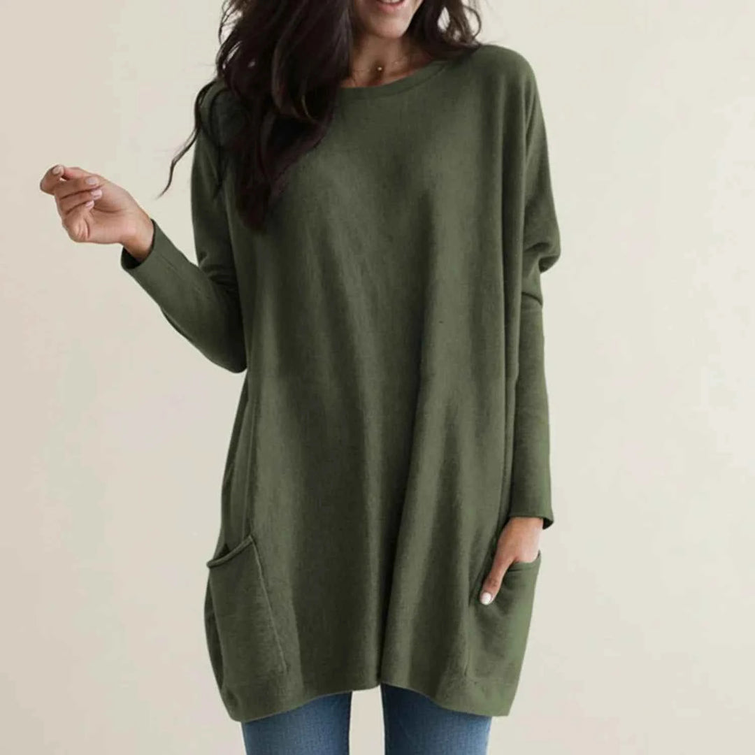 Women's Oversized Sweater Dress with Pockets Green