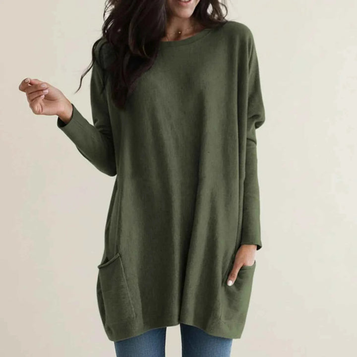 Women's Oversized Sweater Dress with Pockets Green