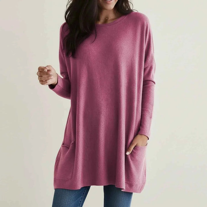 Women's Oversized Sweater Dress with Pockets Pink