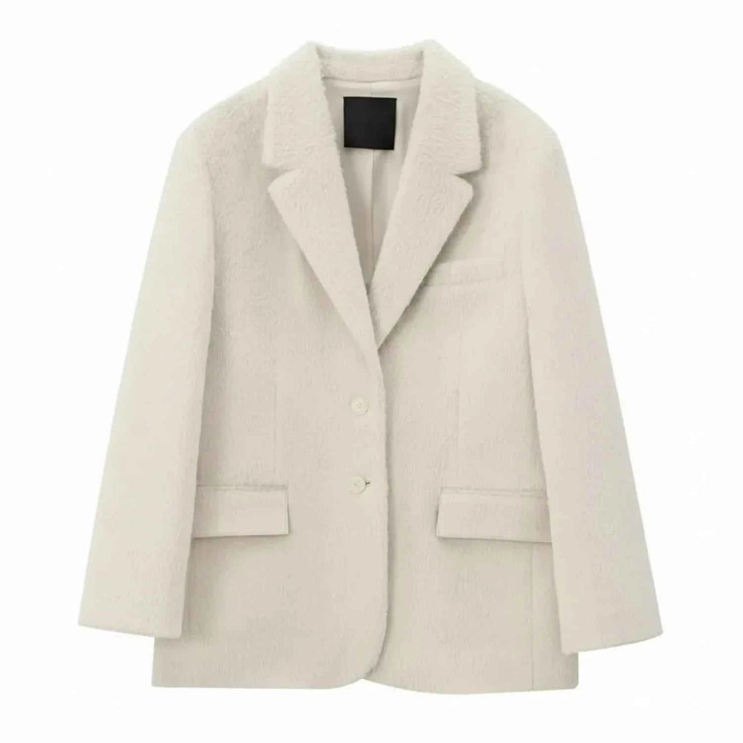Women's Oversized Teddy Blazer Jacket Beige