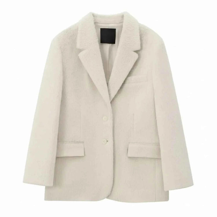 Women's Oversized Teddy Blazer Jacket Beige