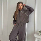 Women's Cotton Oversized Hoodie Winter Essential Knitwear Dark Grey