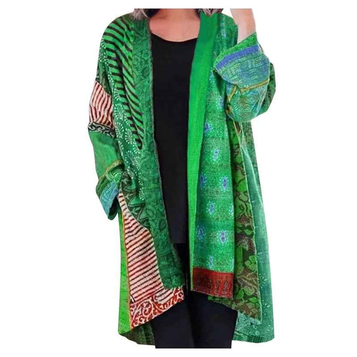 Women's Oversized Vintage Sweater with Large Pocket Green