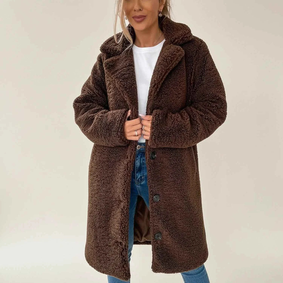 Women's Oversized Warm Teddy Coat Dark Brown