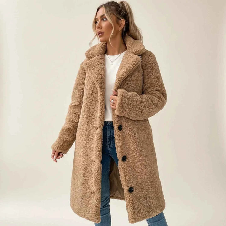 Women's Oversized Warm Teddy Coat Khaki