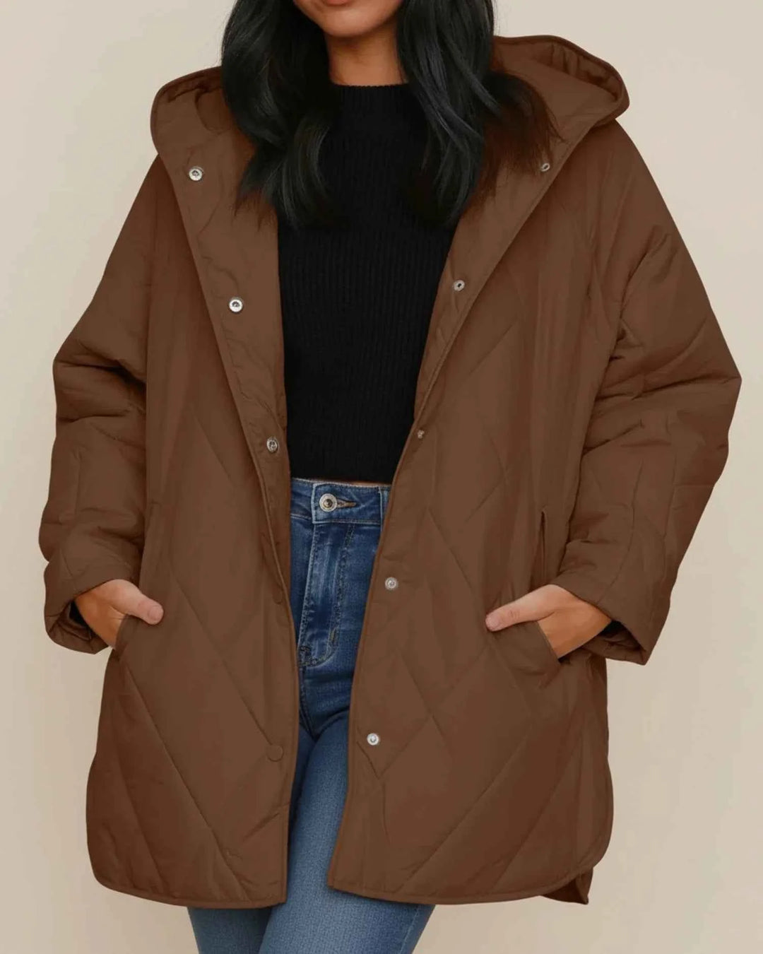 Women's Oversized Winter Jacket Brown