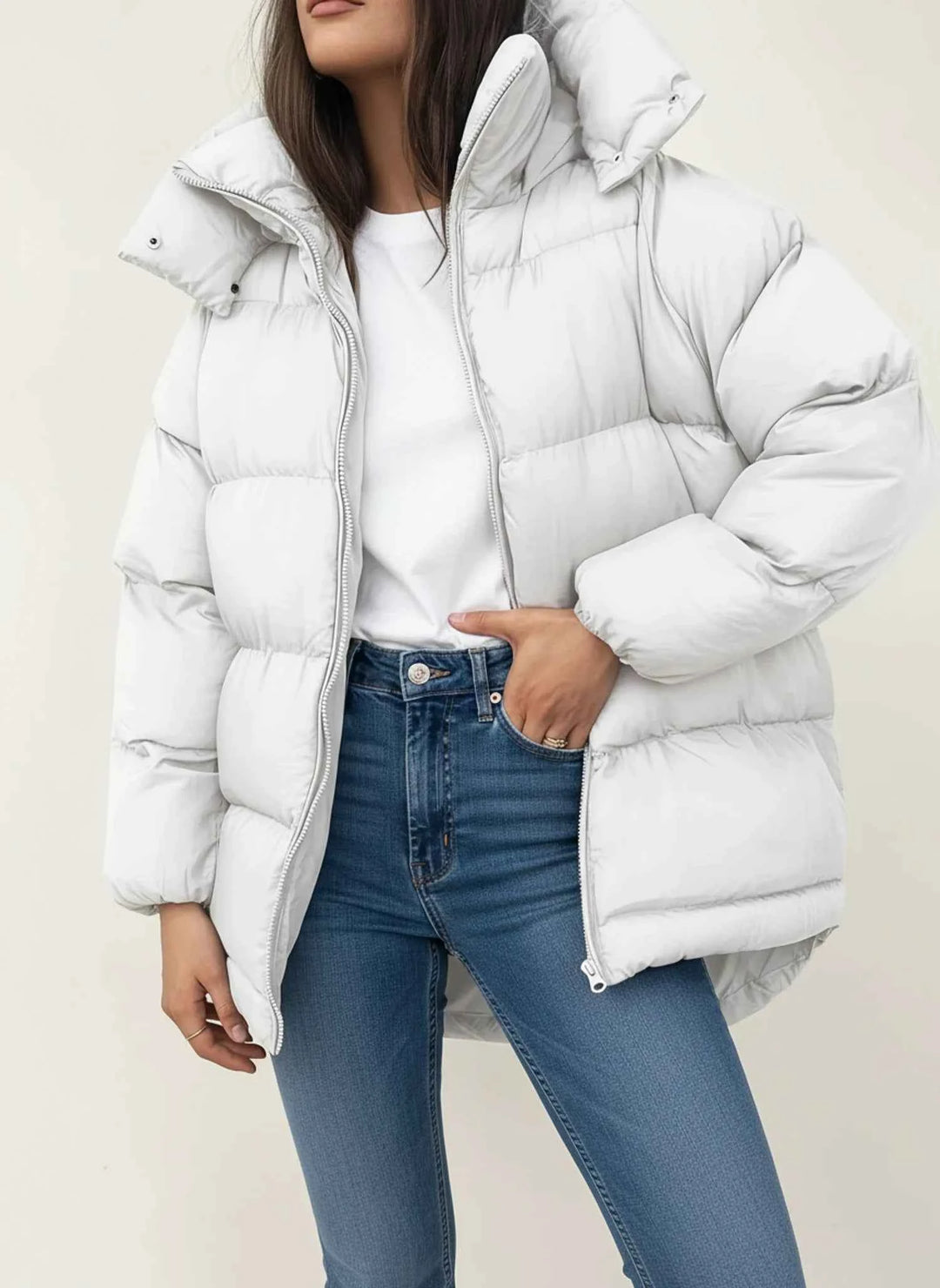 Women's Oversized Winter Puffer Jacket White